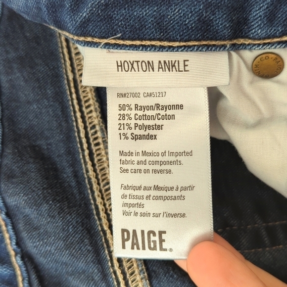 Paige Hoxton Classic Mid Rise Medium Wash Ankle Cropped Skinny Jeans Blue 26 - Picture 9 of 14